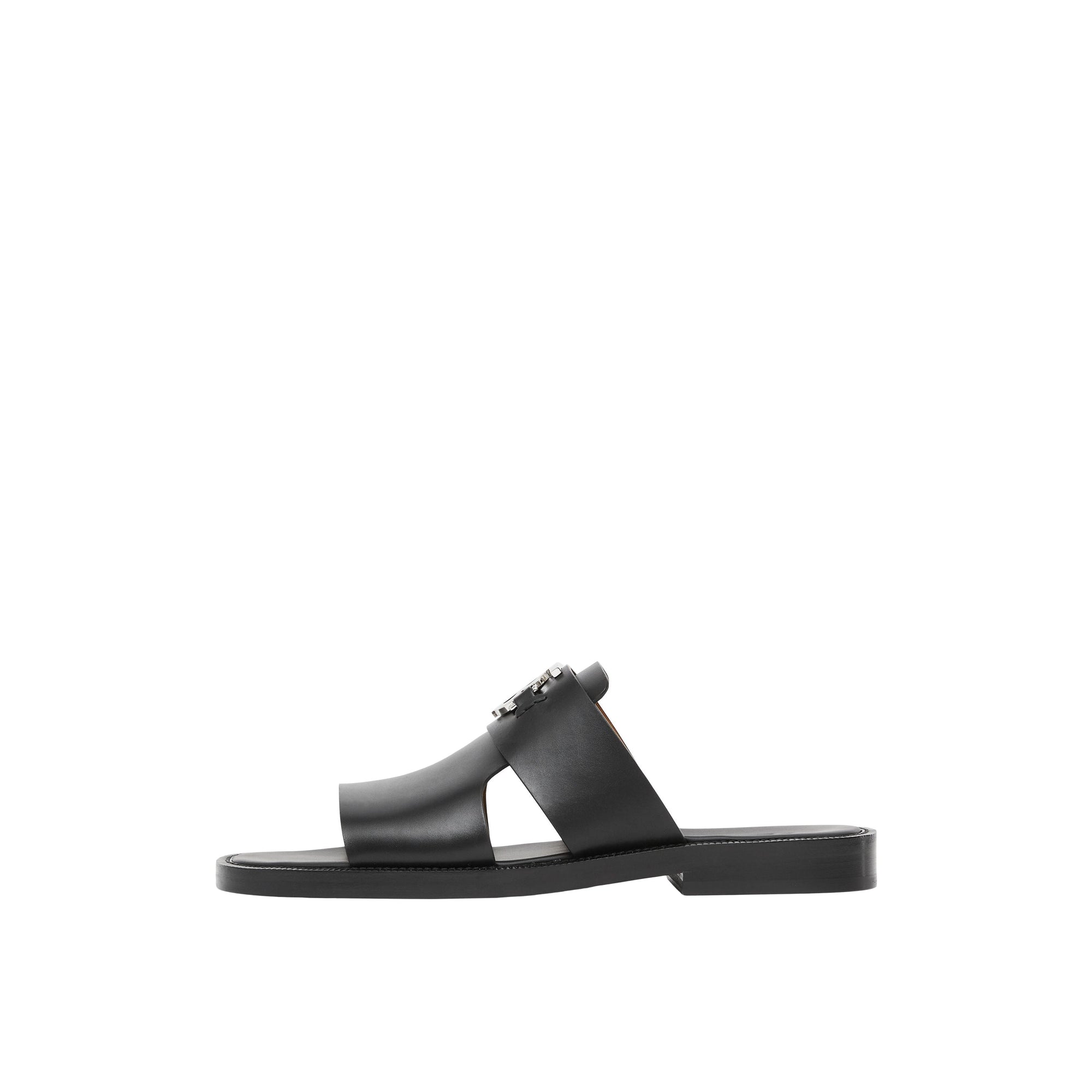 Mules en cuir à motif monogramme - Black