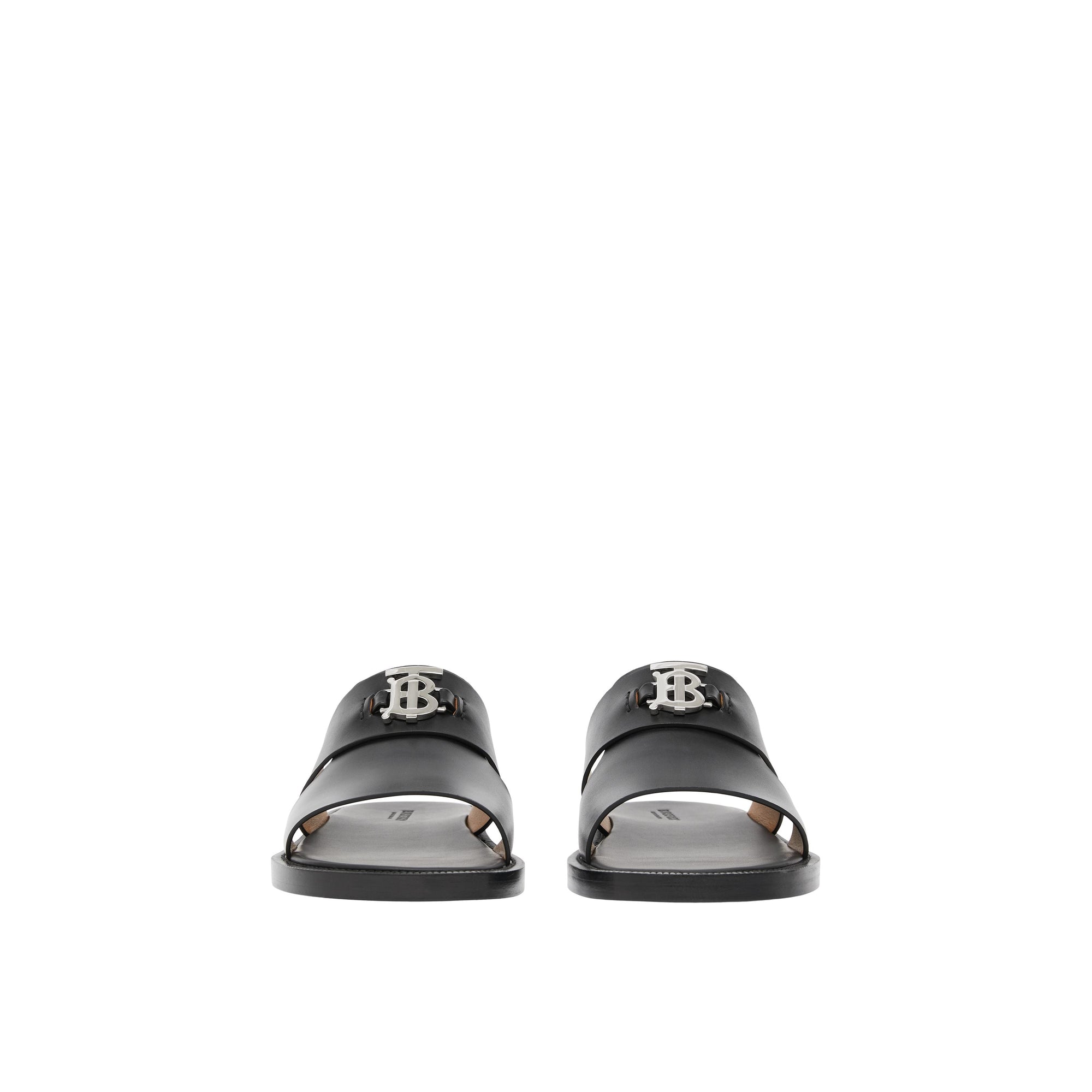 Mules en cuir à motif monogramme - Black