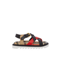 Sandales en cuir tricolore et motif Vintage check - Archive Beige Check