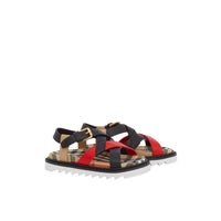 Sandales en cuir tricolore et motif Vintage check - Archive Beige Check