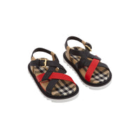 Sandales en cuir tricolore et motif Vintage check - Archive Beige Check
