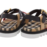 Sandales en cuir tricolore et motif Vintage check - Archive Beige Check