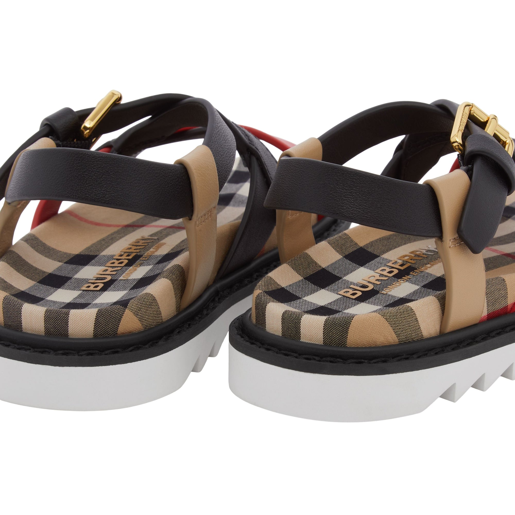 Sandales en cuir tricolore et motif Vintage check - Archive Beige Check