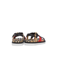 Sandales en cuir tricolore et motif Vintage check - Archive Beige Check
