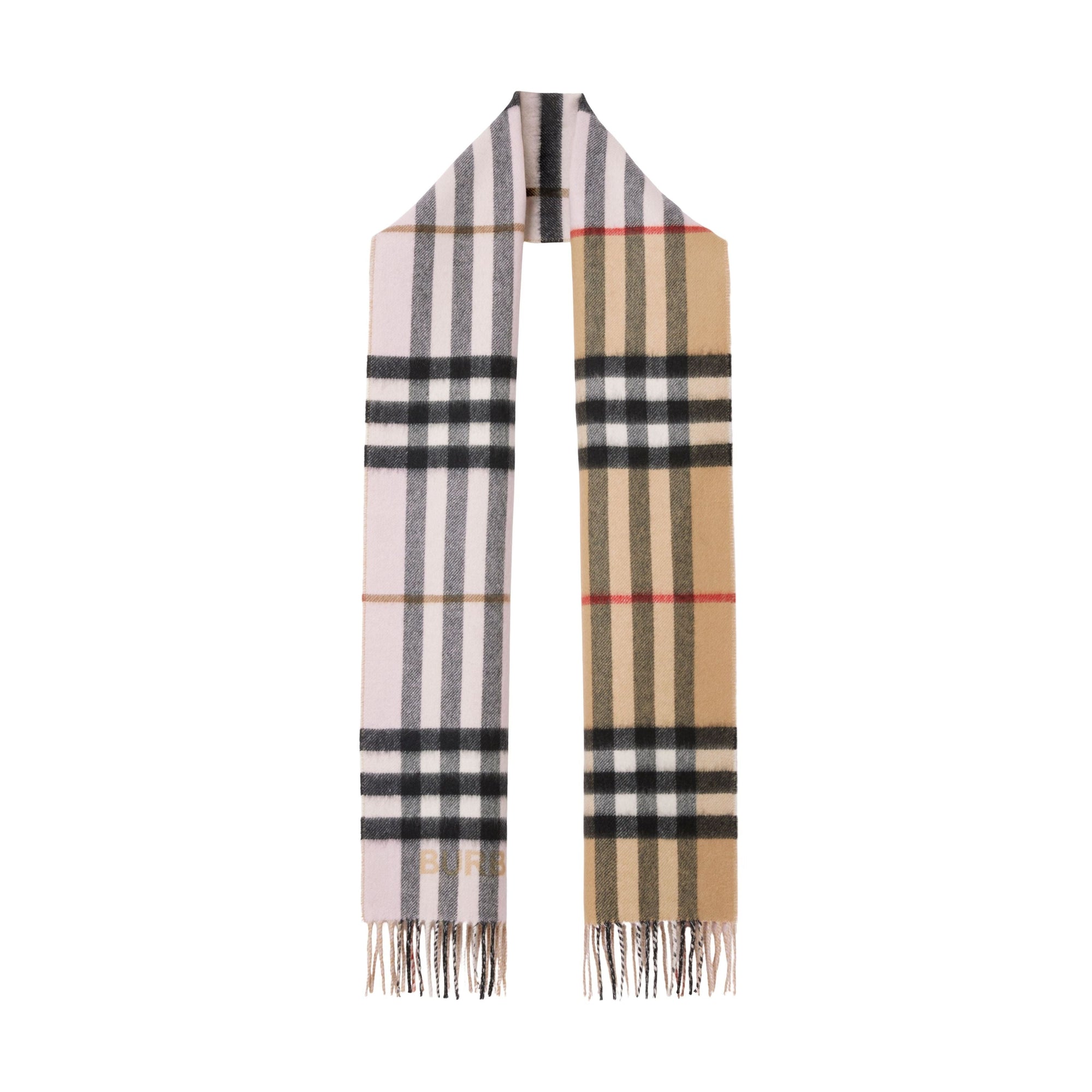 Écharpe en cachemire à motif check - Archive Beige & Candy Pink