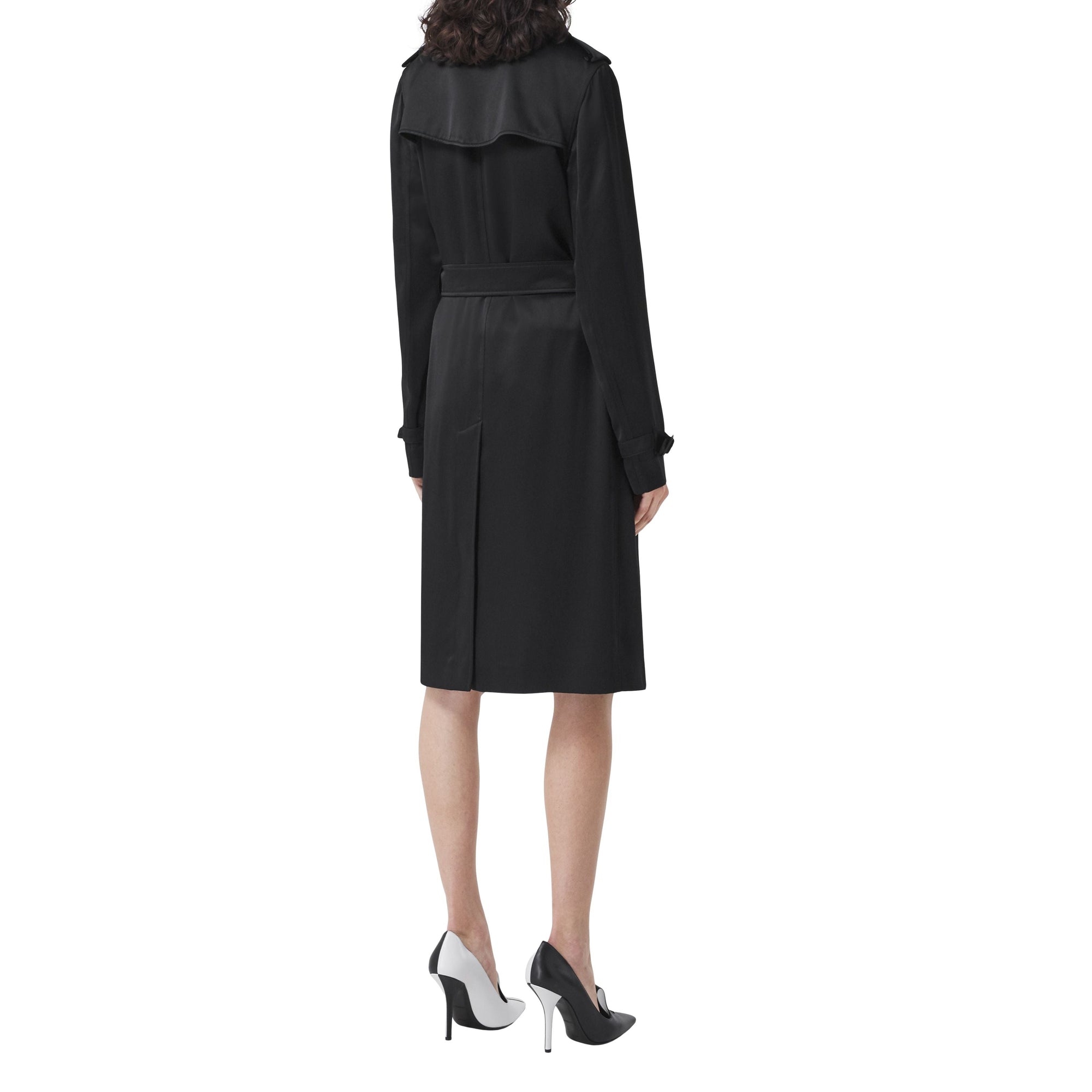 Trench-coat long à doublure en soie - Black