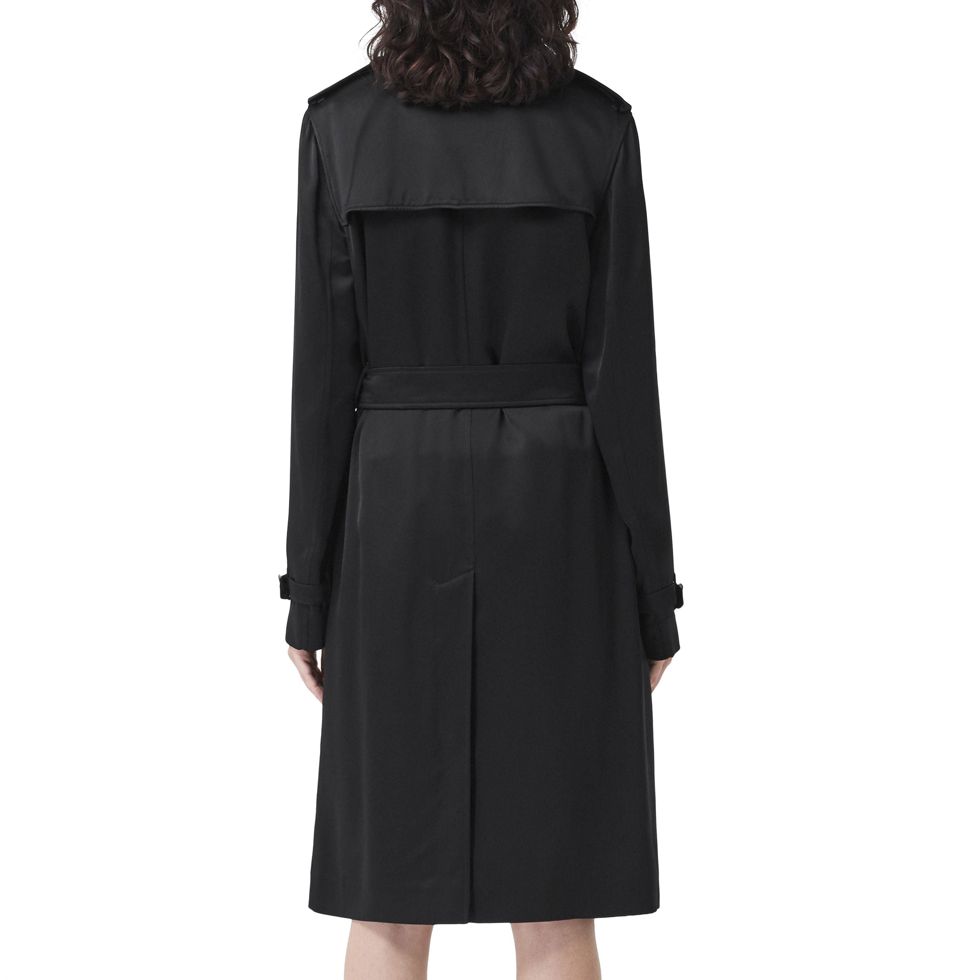 Trench-coat long à doublure en soie - Black