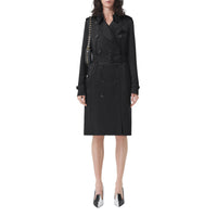 Trench-coat long à doublure en soie - Black