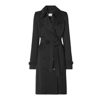 Trench-coat long à doublure en soie - Black