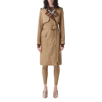 Trench-coat à panneaux à carreaux - Camel