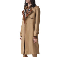 Trench-coat à panneaux à carreaux - Camel