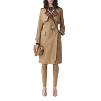Trench-coat à panneaux à carreaux - Camel