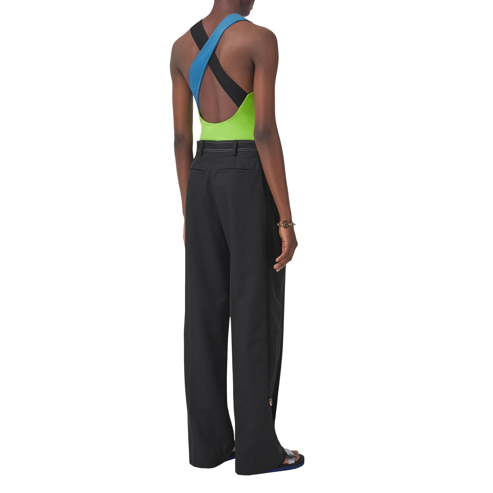 Pantalon en laine à rabat asymétrique - Charcoal Grey