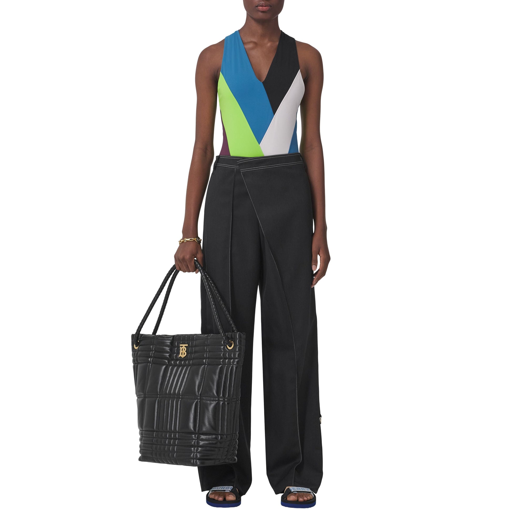 Pantalon en laine à rabat asymétrique - Charcoal Grey