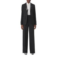 Pantalon ample à motif cygne en laine - Black