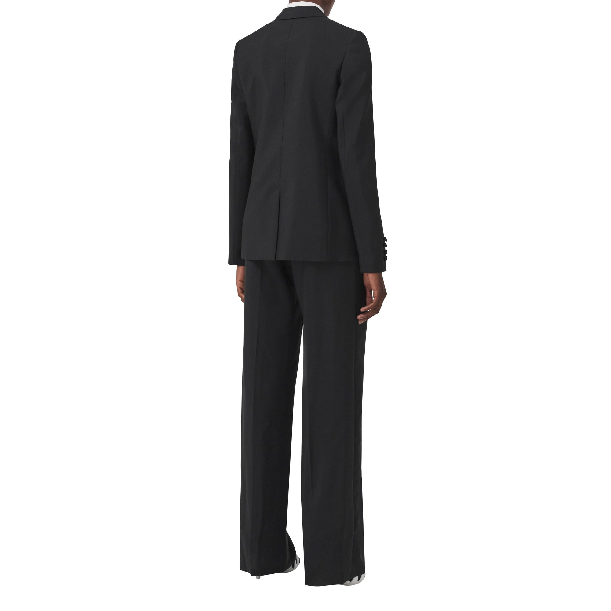Pantalon ample à motif cygne en laine - Black