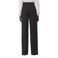 Pantalon ample à motif cygne en laine - Black