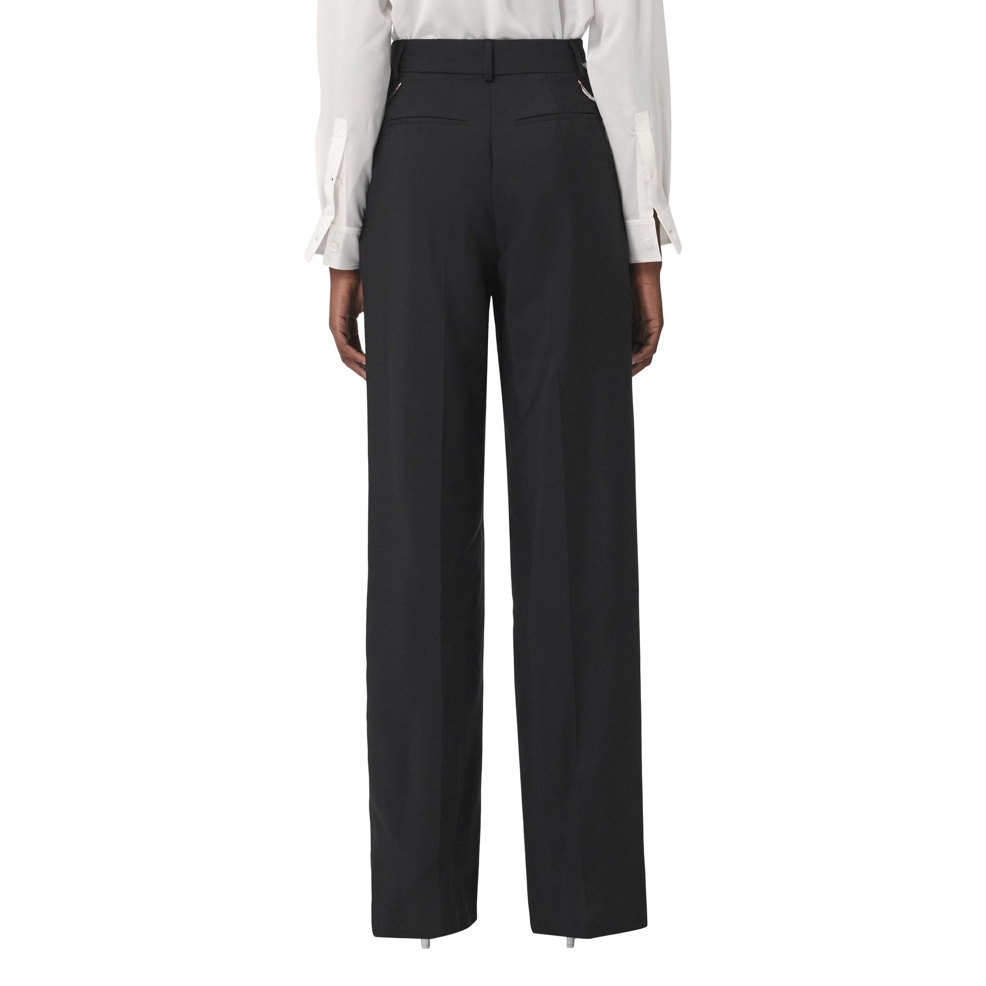 Pantalon ample à motif cygne en laine - Black