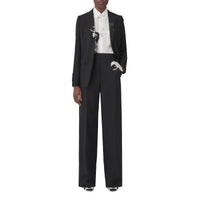 Pantalon ample à motif cygne en laine - Black