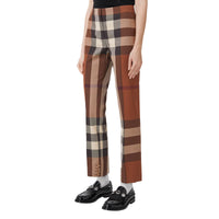 Pantalon tailleur sur mesure en laine Check - Dark Birch Brown Check
