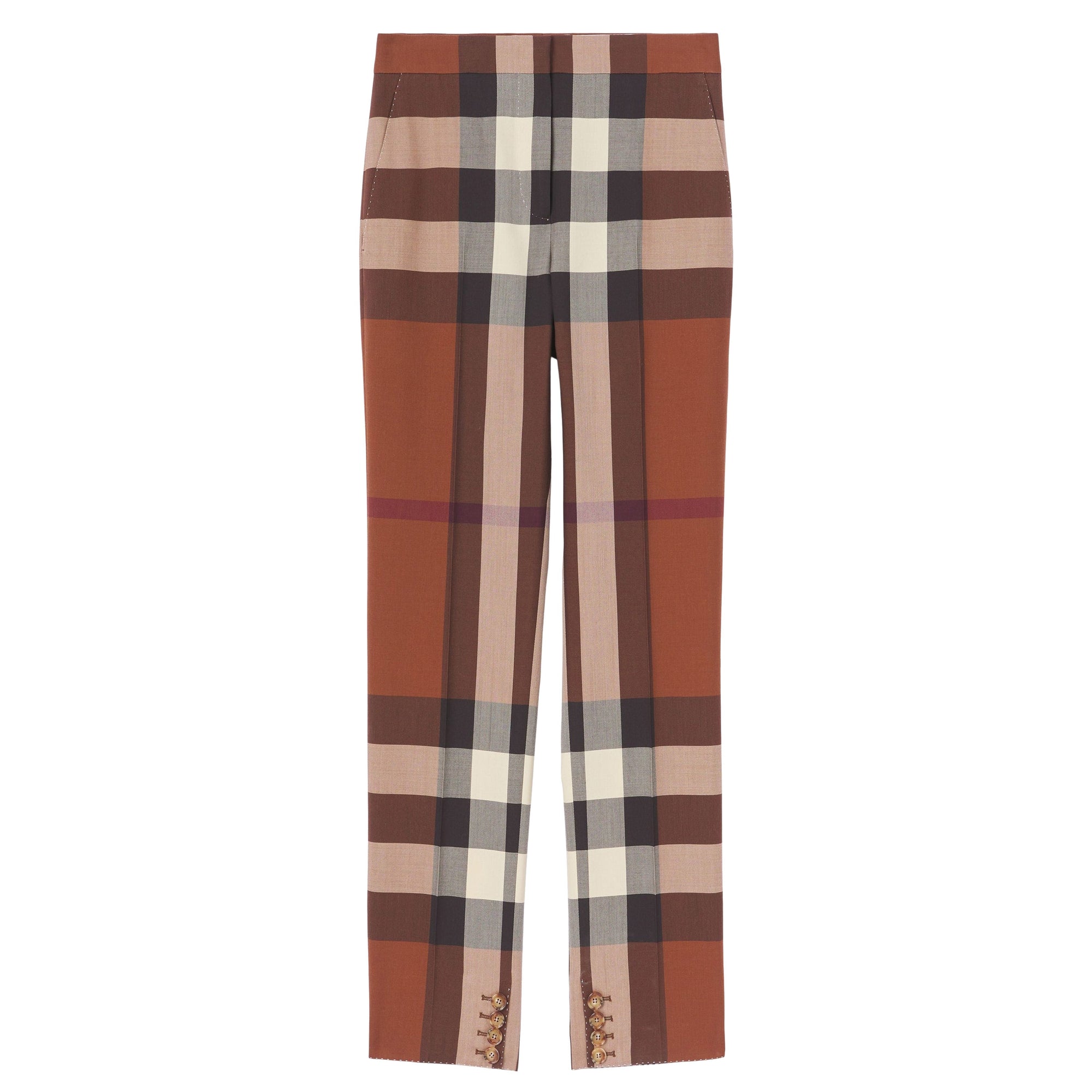 Pantalon tailleur sur mesure en laine Check - Dark Birch Brown Check