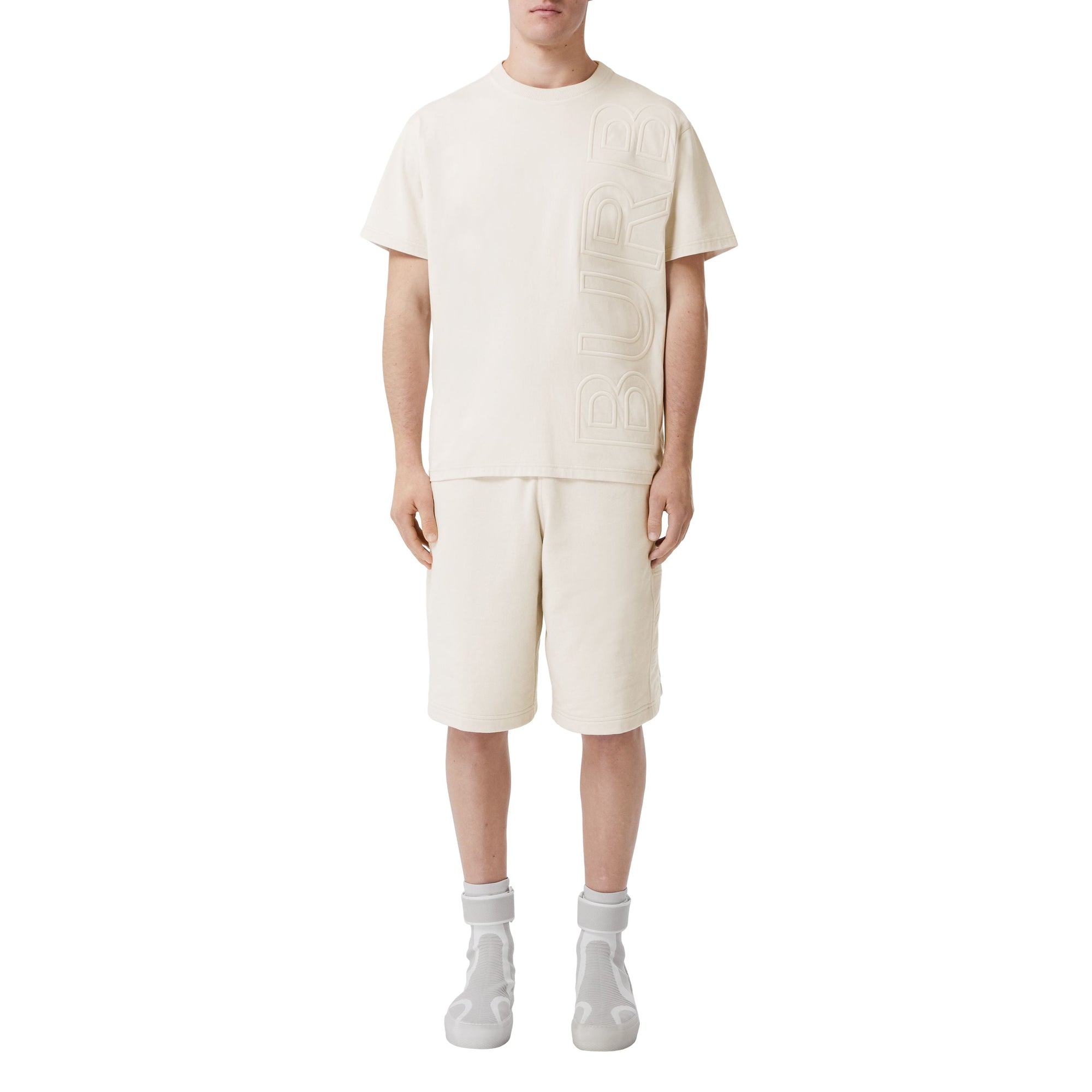 T-shirt oversize à logo embossé - Parchment
