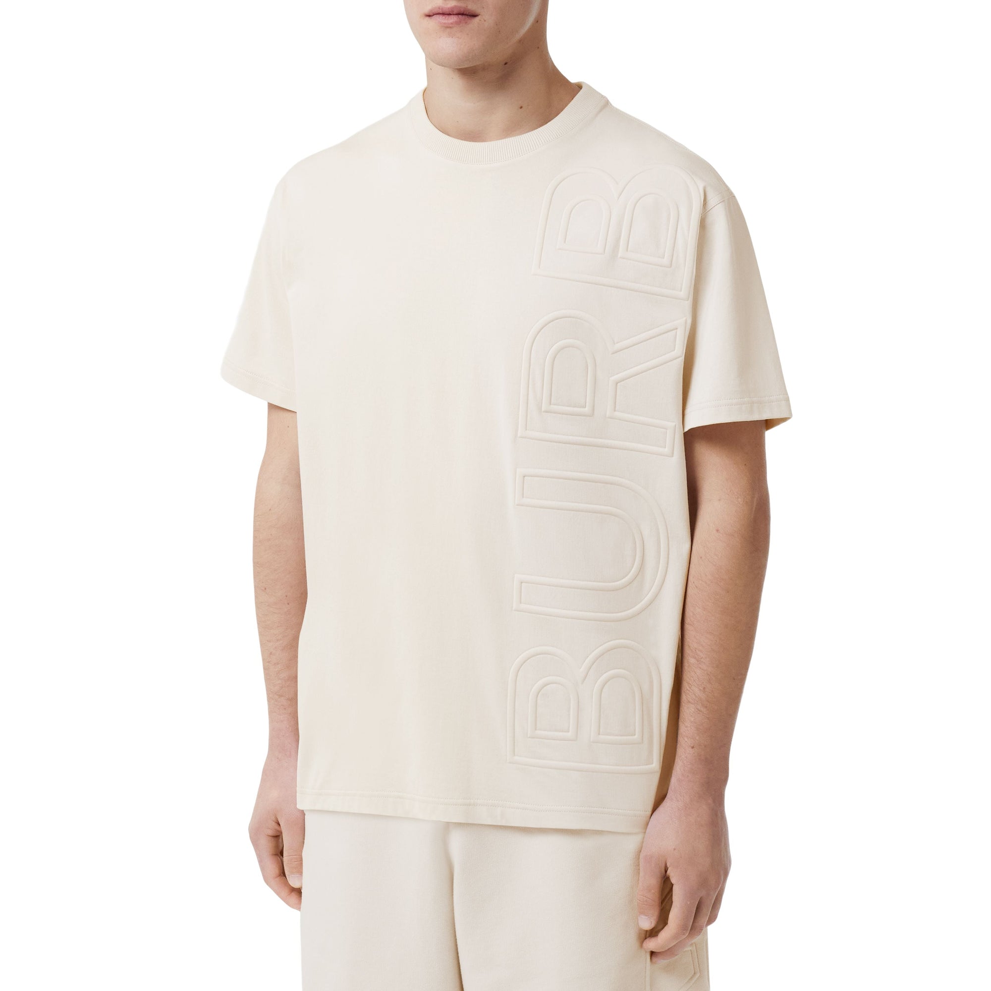 T-shirt oversize à logo embossé - Parchment