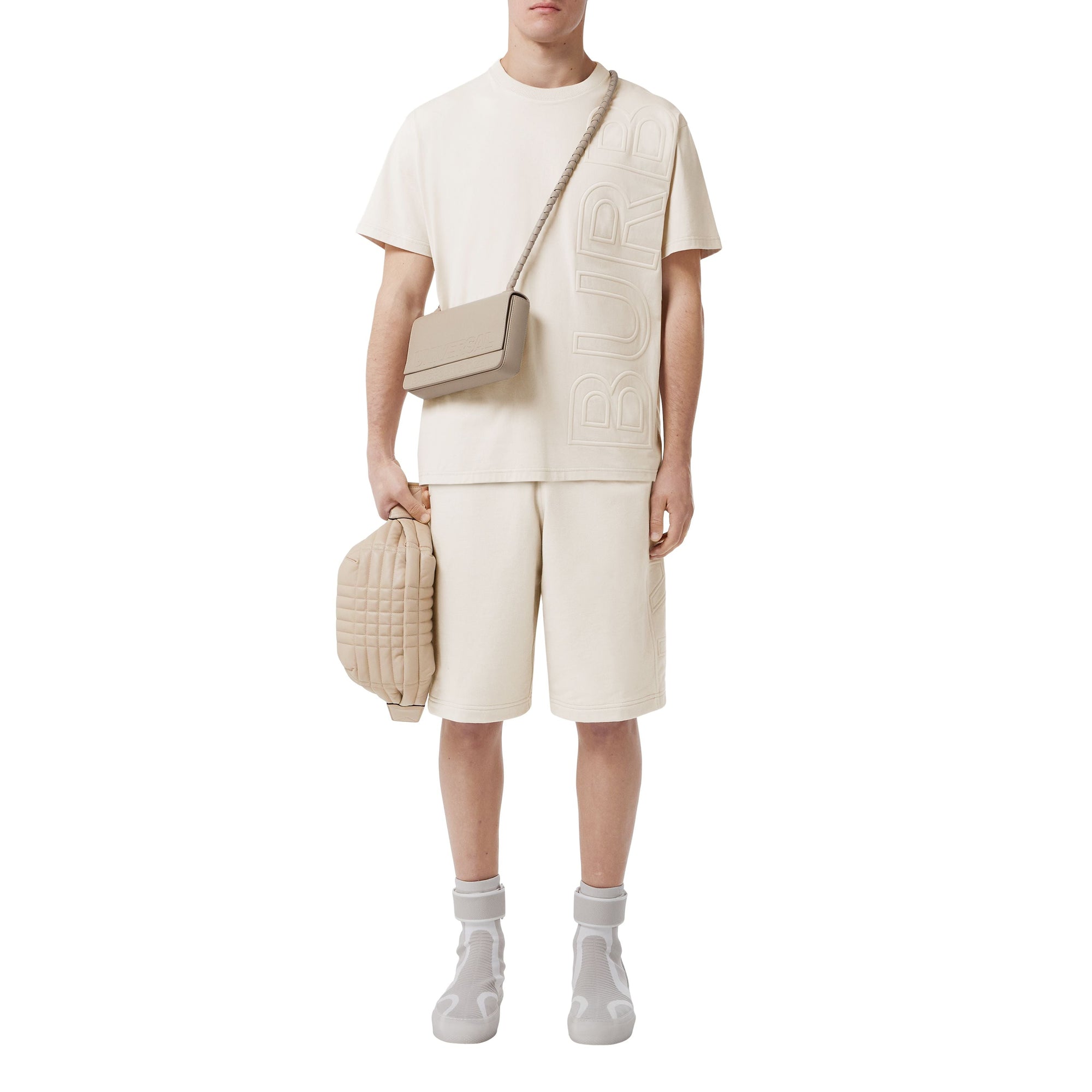 T-shirt oversize à logo embossé - Parchment
