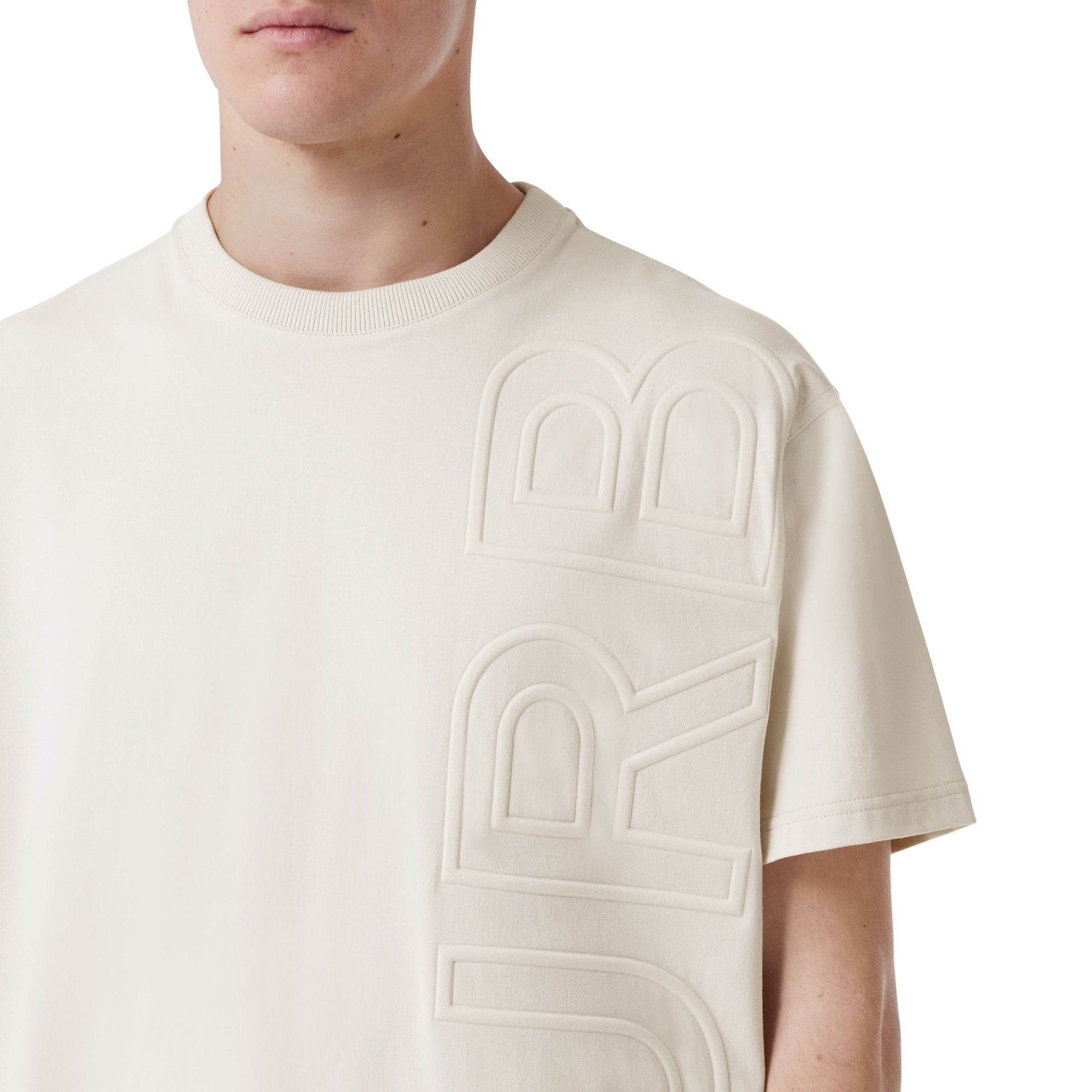 T-shirt oversize à logo embossé - Parchment