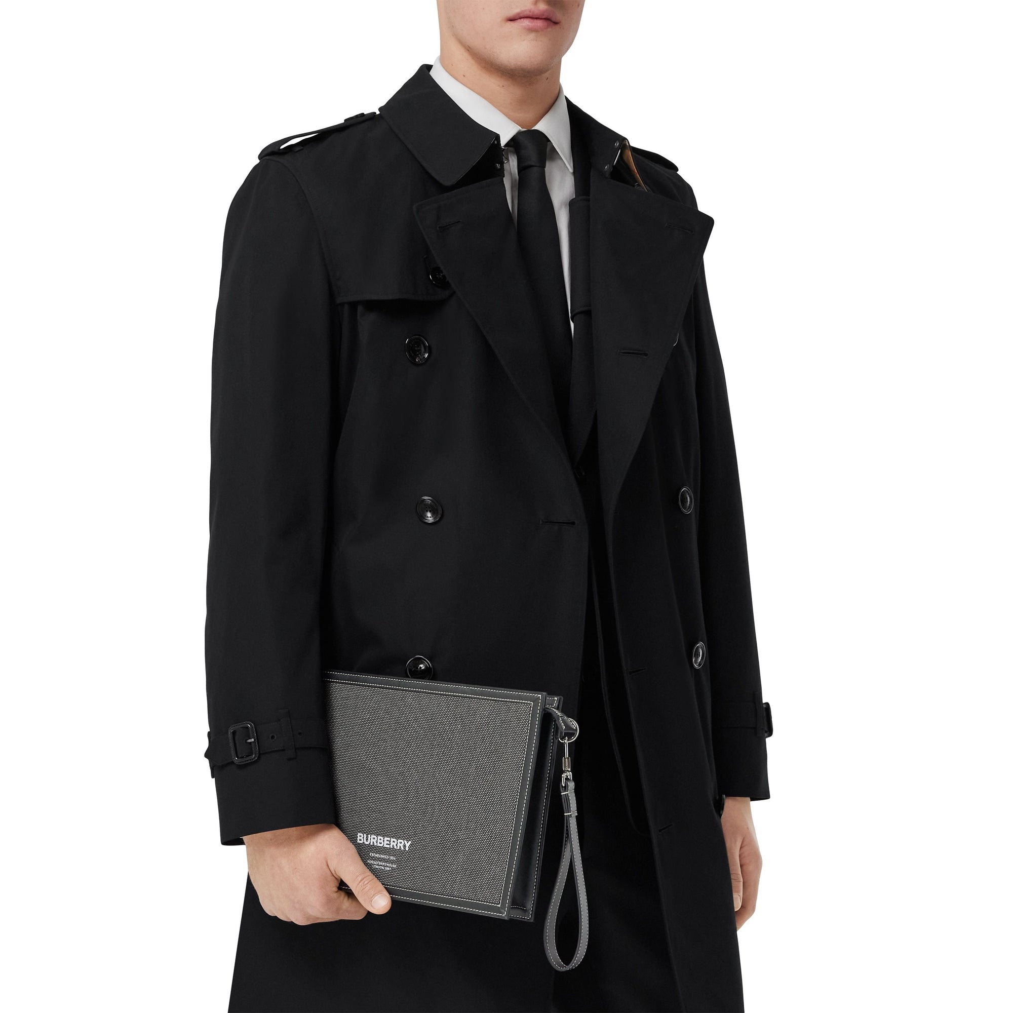 Pochette zippée en toile de coton Horseferry - Black & Grey