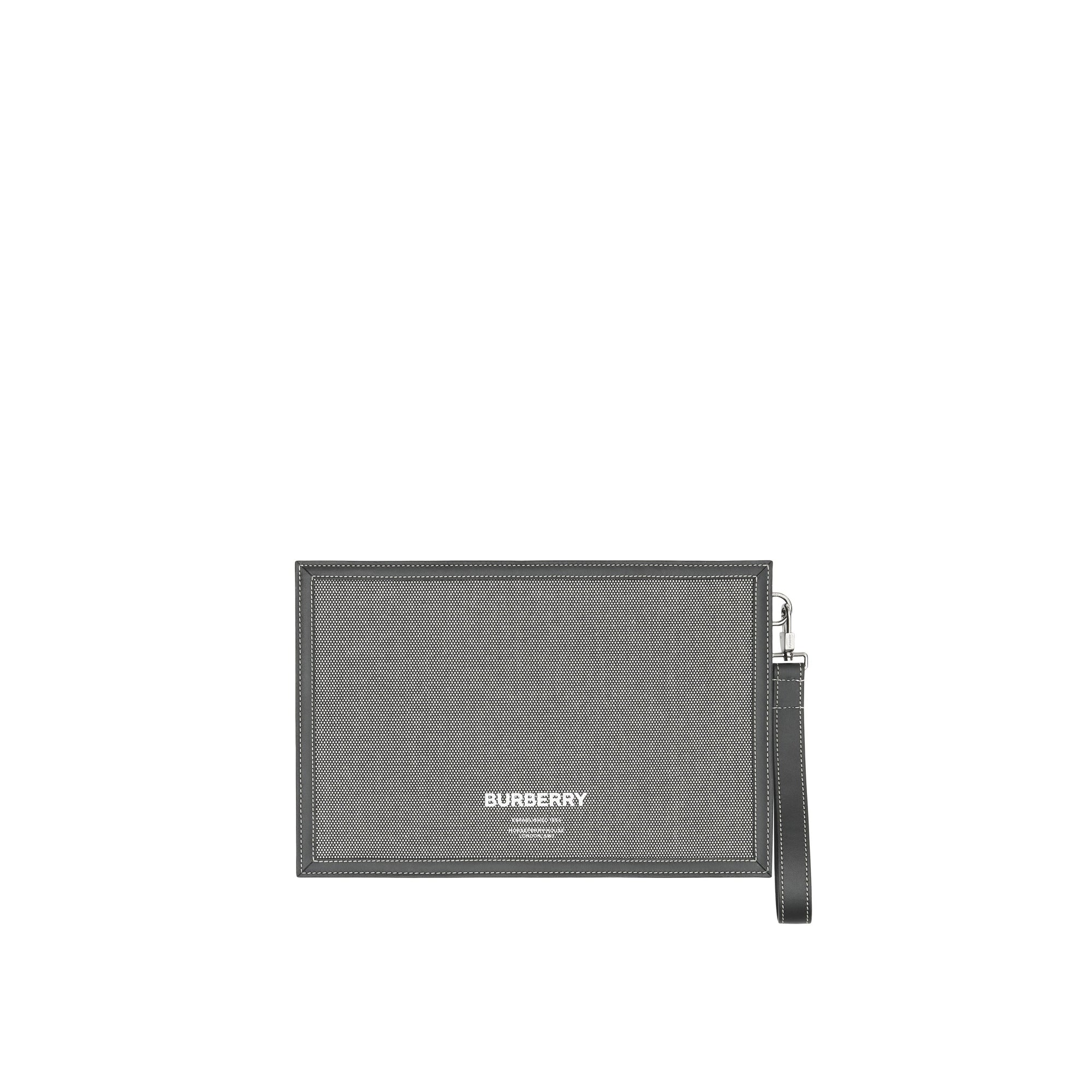 Pochette zippée en toile de coton Horseferry - Black & Grey