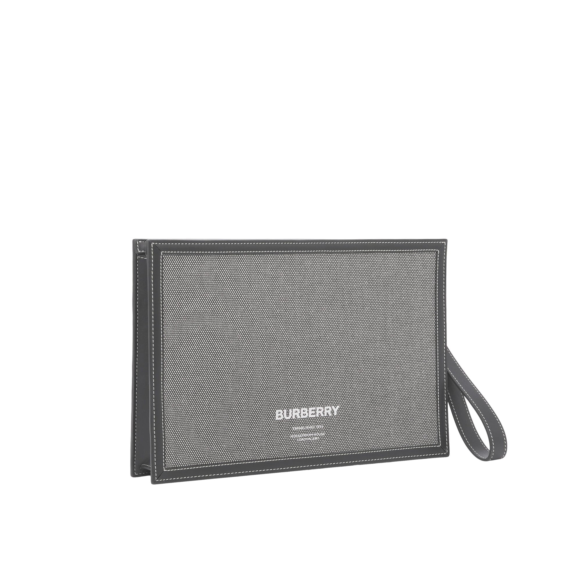 Pochette zippée en toile de coton Horseferry - Black & Grey