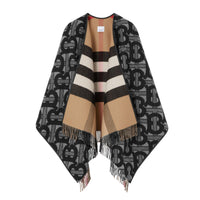 Cape en jacquard de laine et cachemire Monogram - Graphite