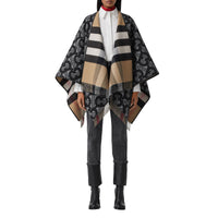 Cape en jacquard de laine et cachemire Monogram - Graphite