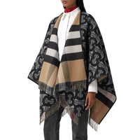 Cape en jacquard de laine et cachemire Monogram - Graphite