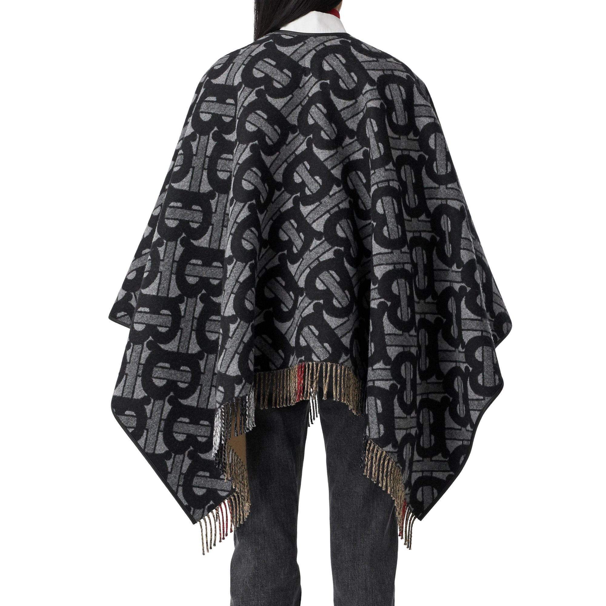 Cape en jacquard de laine et cachemire Monogram - Graphite