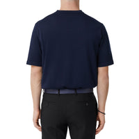 T-shirt à manches courtes en laine et soie - Coal Blue