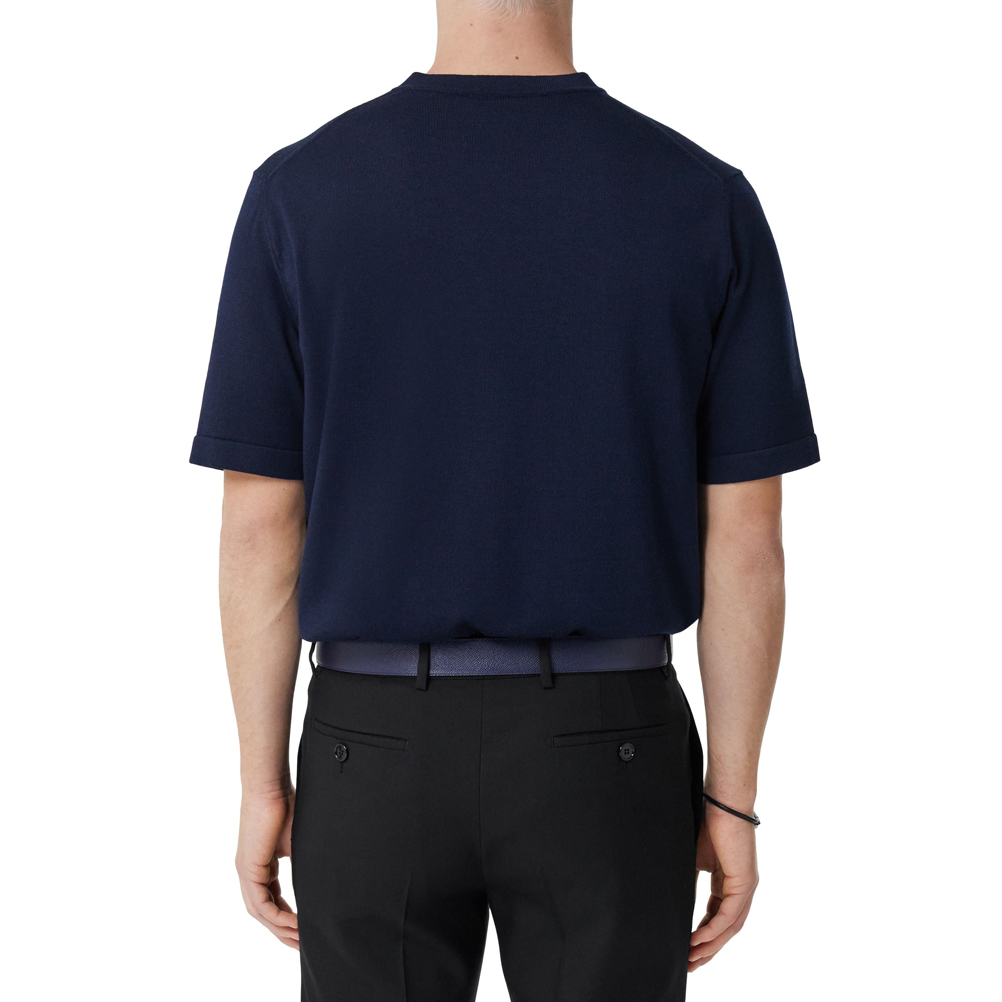 T-shirt à manches courtes en laine et soie - Coal Blue