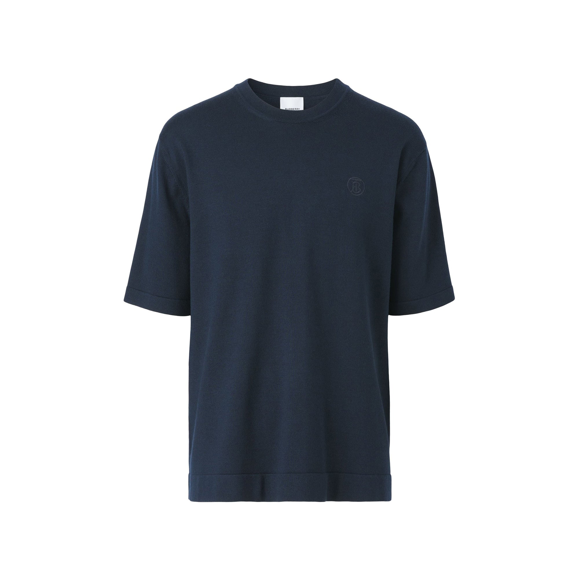 T-shirt à manches courtes en laine et soie - Coal Blue