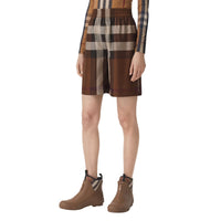 Short en soie à motif Exaggerated check - Dark Birch Brown Check