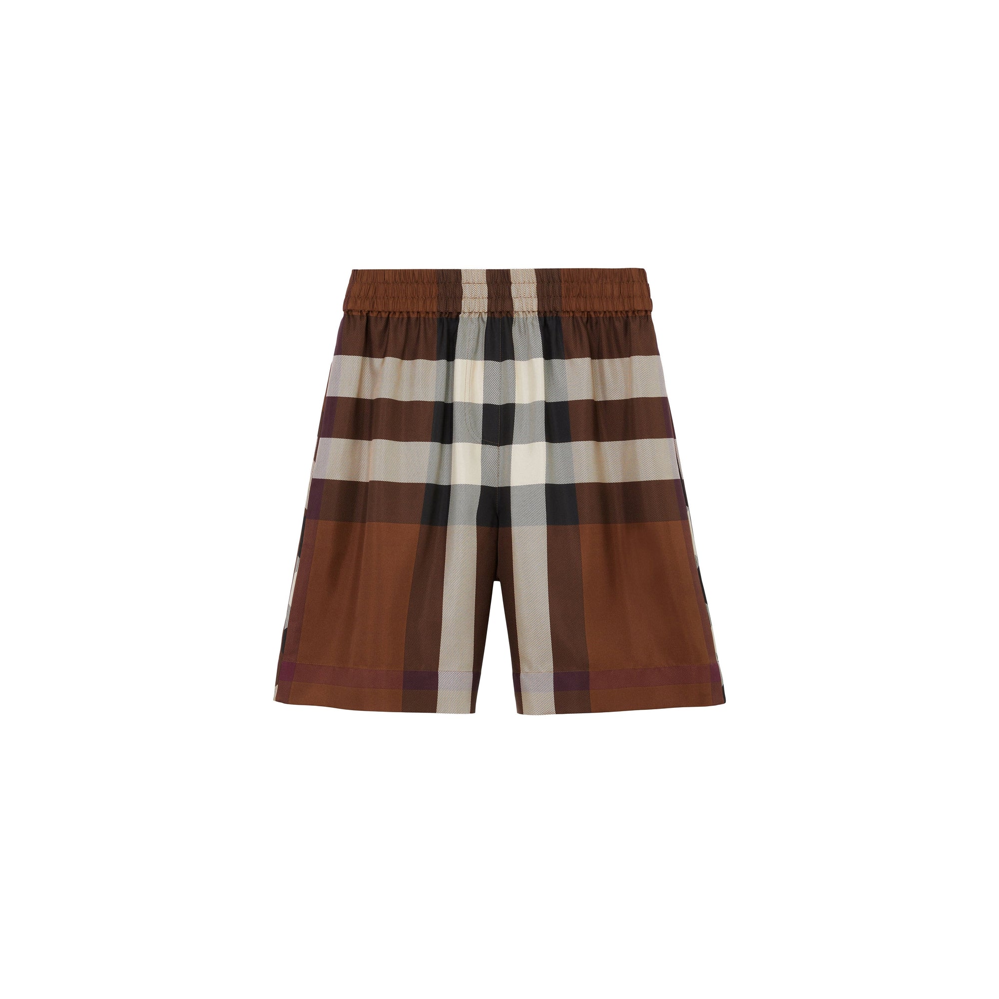 Short en soie à motif Exaggerated check - Dark Birch Brown Check