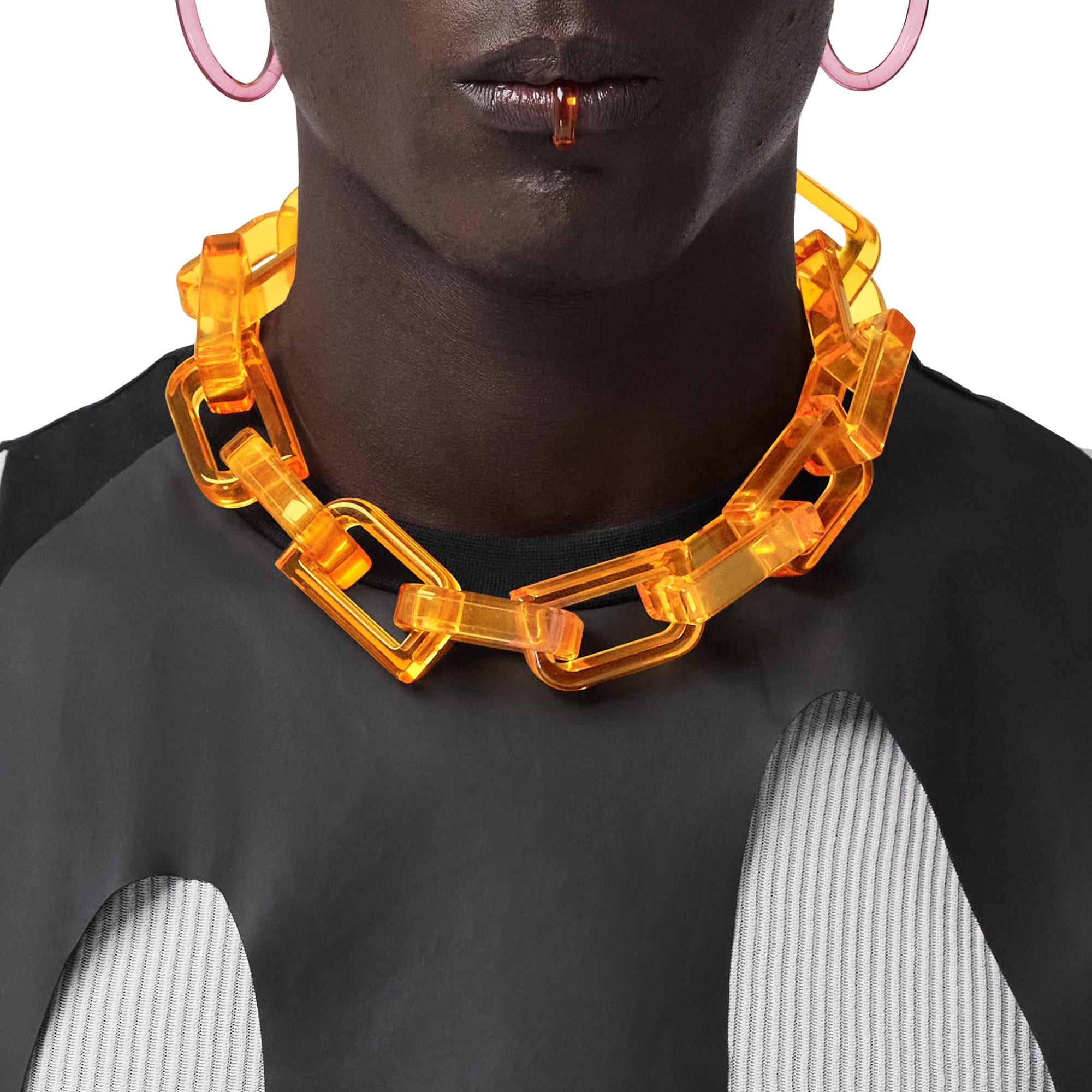 Collier à maillons à fermoir plaqué - Palladio & Orange