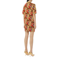 Robe en jacquard de laine technique à tigre - Honey Beige