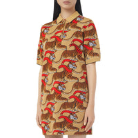 Robe en jacquard de laine technique à tigre - Honey Beige