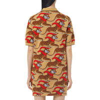 Robe en jacquard de laine technique à tigre - Honey Beige