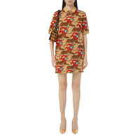 Robe en jacquard de laine technique à tigre - Honey Beige