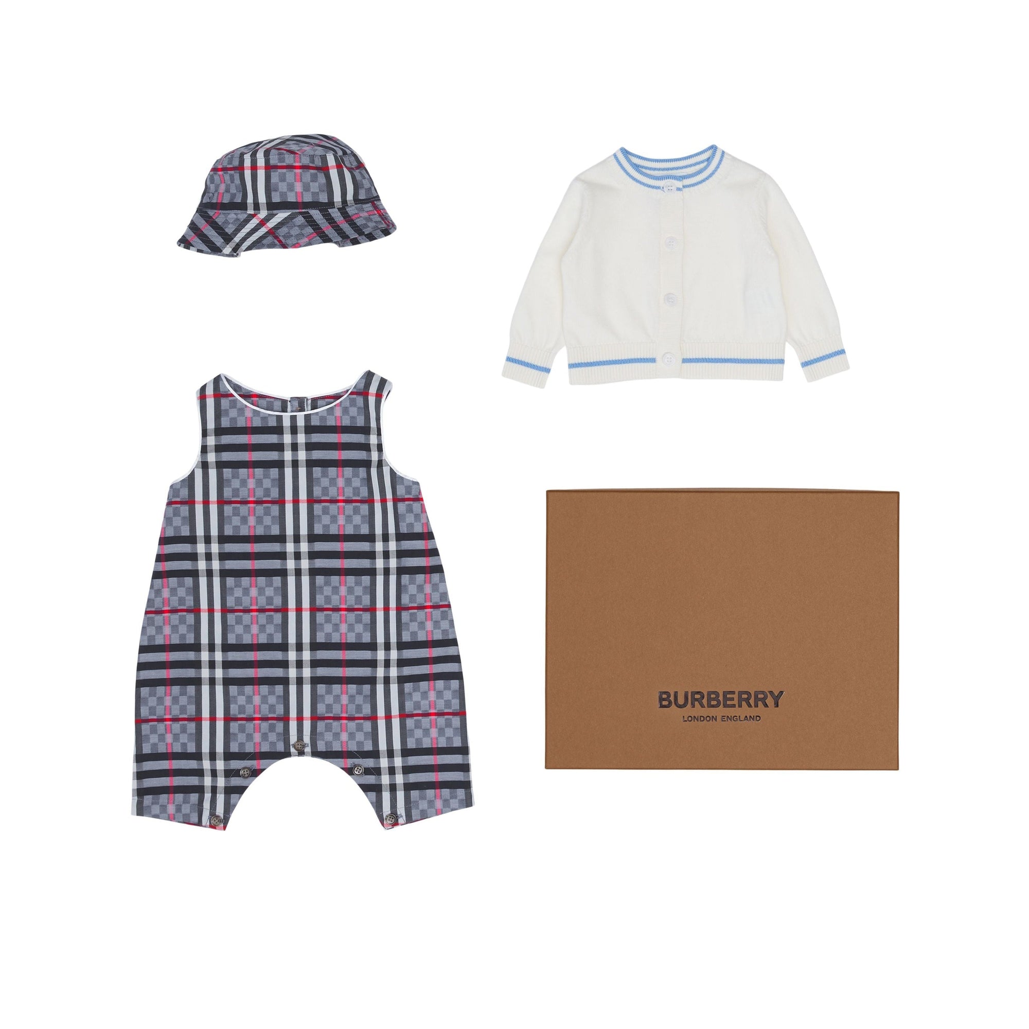 Coffret cadeau 3 pièces à damier - Pale Blue Check