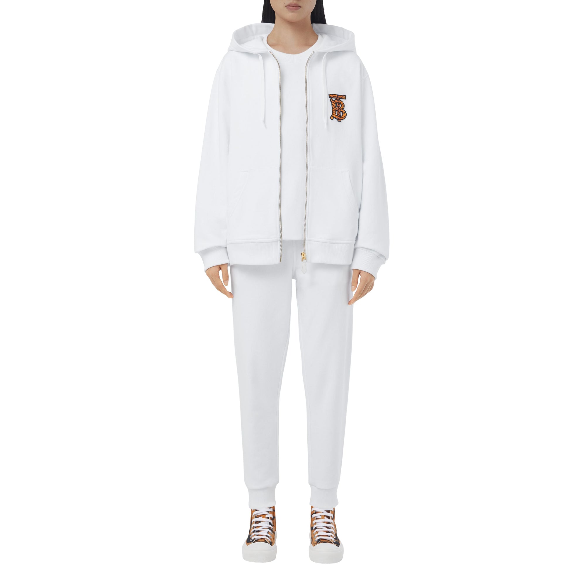 Haut à capuche en coton Monogram - White