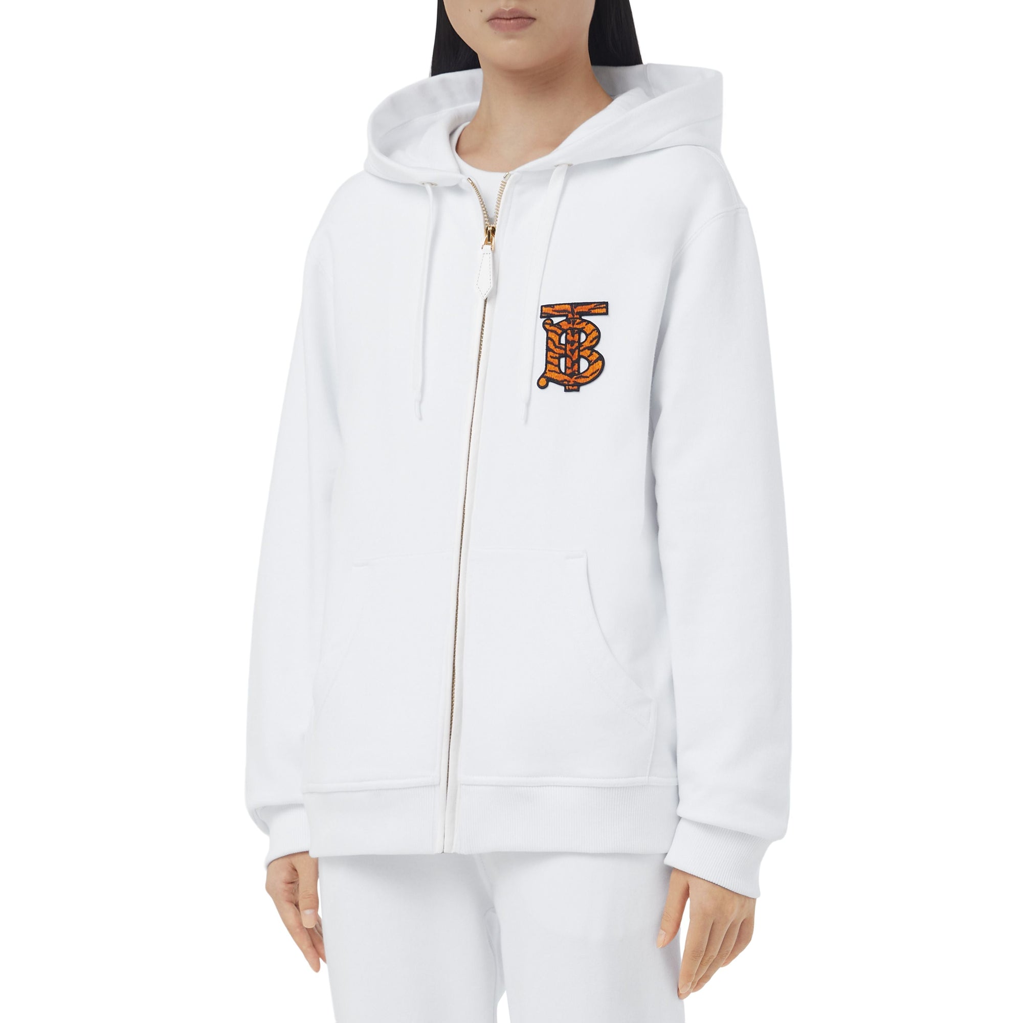 Haut à capuche en coton Monogram - White