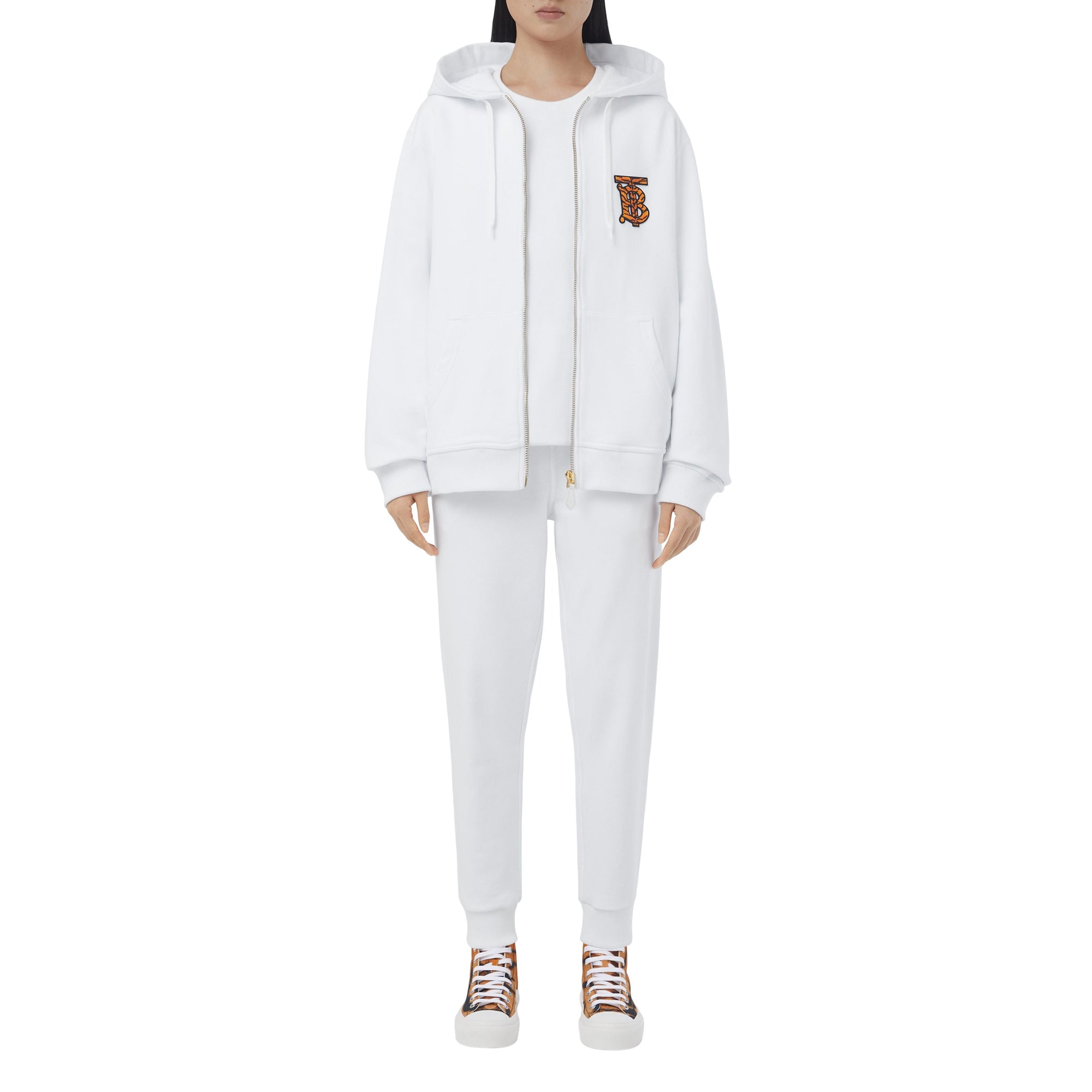 Haut à capuche en coton Monogram - White